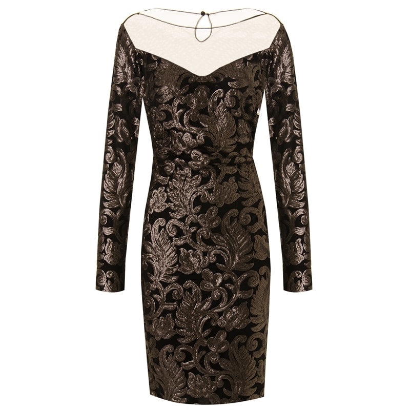 VESTIDO COM BORDADO ARABESCO E DECOTE COSTAS SENSUELLE - PRATA VELHA