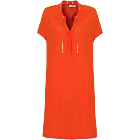 VESTIDO CREPE C/ PINGENTE NA GOLA - CORAL