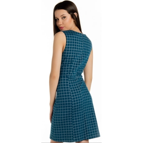 VESTIDO CURTO CAPITOLLIUM EXCLUSIVE  DECOTE V QUADRICULADO - AZUL VESTIDO CURTO CAPITOLLIUM EXCLUSIVE  DECOTE V QUADRICULADO - AZUL