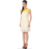 VESTIDO CURTO CREPE COM GUIPIR BEATRIZ - AMARELO