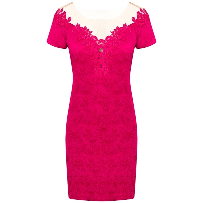 VESTIDO CURTO JACQUARD DEC. TULE - PINK