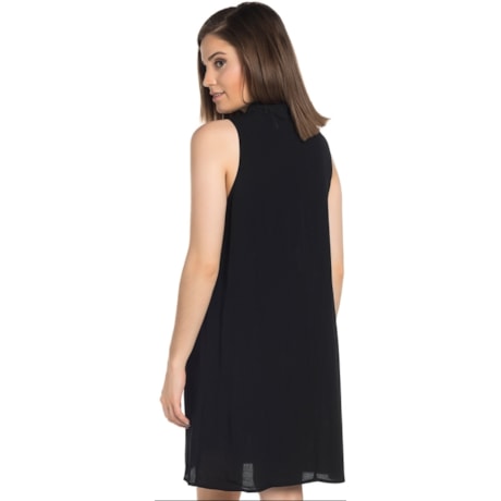 VESTIDO CURTO MOÇA BONITA  GOLA ALTA - PRETO