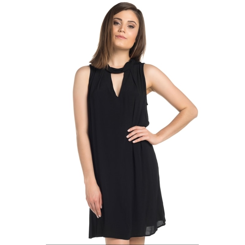 VESTIDO CURTO MOÇA BONITA  GOLA ALTA - PRETO