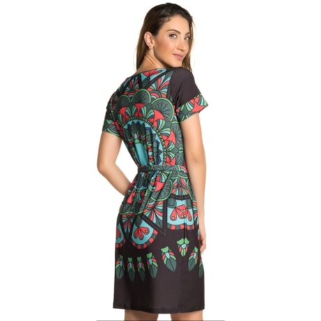 VESTIDO CURTO STATI UNITI MULTICOLORIDO FLORES - PRETO