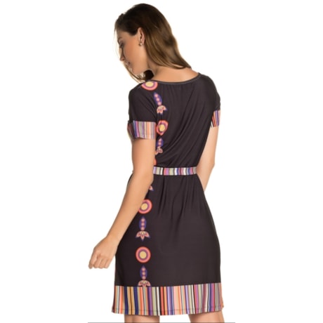 VESTIDO CURTO STATI UNITI MULTICOLORIDO - PRETO
