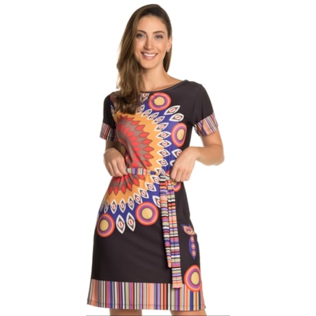 VESTIDO CURTO STATI UNITI MULTICOLORIDO - PRETO