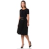 VESTIDO DE FESTA ALPHORRIA JERSEY PLISSADO COM CINTO - PRETO