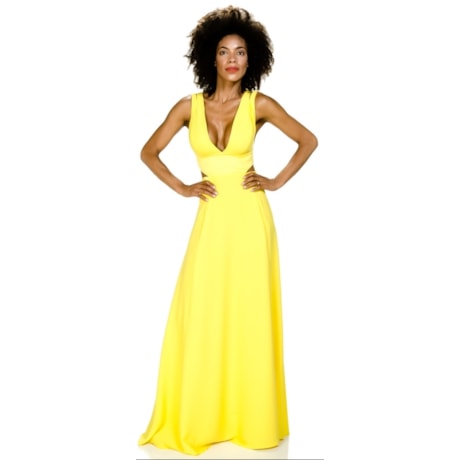 VESTIDO DE FESTA ALPHORRIA LONGO COM RECORTES - AMARELO VESTIDO DE FESTA ALPHORRIA LONGO COM RECORTES - AMARELO