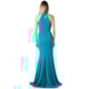 VESTIDO DE FESTA ALPHORRIA  LONGO GOLA COLAR BORDADO - TURQUESA
