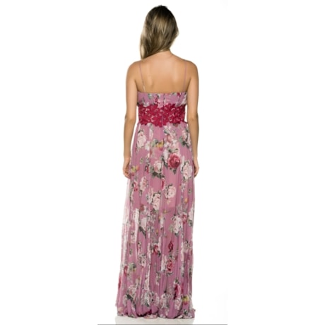 VESTIDO DE FESTA AMÍSSIMA FLORAL COM DETALHE  GUIPUIRE CINTURA - LILÁS VESTIDO DE FESTA AMÍSSIMA FLORAL COM DETALHE  GUIPUIRE CINTURA - LILÁS