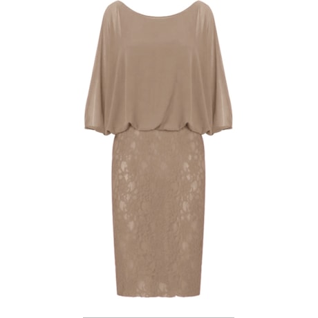 VESTIDO DE FESTA ANTHOLOGIA CURTO BLUSADO CHIFFON SAIA RENDA - FENDI