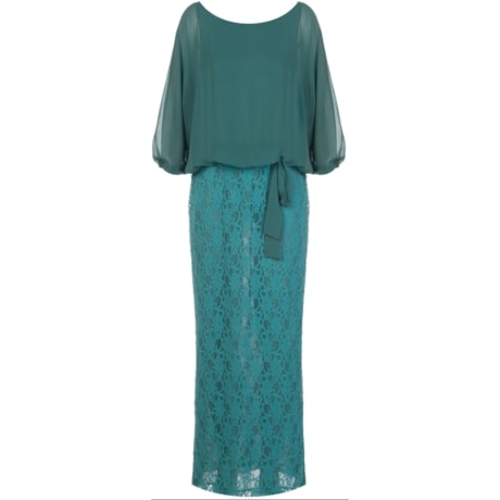 VESTIDO DE FESTA ANTHOLOGIA MIDI SAIA RENDA - MARINHO