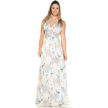VESTIDO DE FESTA CAPITOLLIUM CETIM FLORAL FAIXA CINTURA - VERDE ÁGUA VESTIDO DE FESTA CAPITOLLIUM CETIM FLORAL FAIXA CINTURA - VERDE ÁGUA