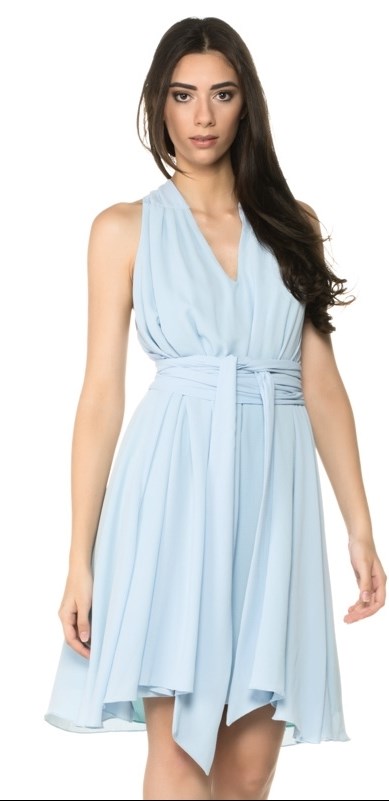 vestido de festa curto azul claro