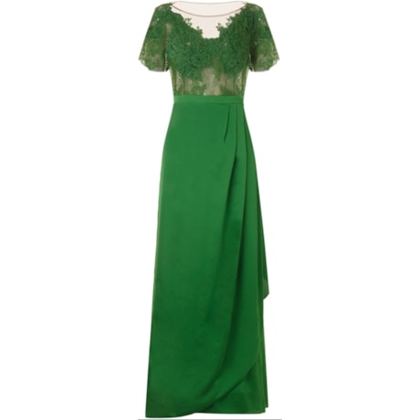 VESTIDO DE FESTA CETIM COM RENDA CAROLINA - VERDE VESTIDO DE FESTA CETIM COM RENDA CAROLINA - VERDE