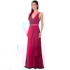 VESTIDO DE FESTA CINTO BORDADO RED CARPET - FÚCSIA