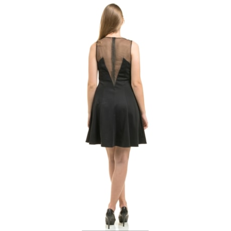 VESTIDO DE FESTA CURTO ALPHORRIA  TULE EM TELA BORDADO DECOTE V - PRETO VESTIDO DE FESTA CURTO ALPHORRIA  TULE EM TELA BORDADO DECOTE V - PRETO