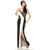 VESTIDO DE FESTA DOLPS LONGO BICOLOR COM RENDA - P&B