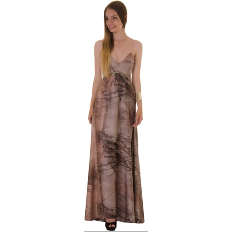 VESTIDO DE FESTA EM CETIM ESTAMPADO COM TULE LUSAKA - FENDI