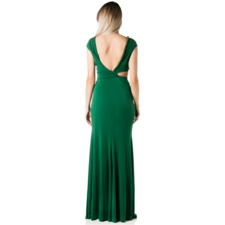 VESTIDO DE FESTA LONGO ALPHORRIA  DECOTE V ASSIMÉTRICO BORDADO - VERDE ESMERALDA
 VESTIDO DE FESTA LONGO ALPHORRIA  DECOTE V ASSIMÉTRICO BORDADO - VERDE ESMERALDA