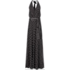 VESTIDO DE FESTA LONGO  AMÍSSIMA  CHIFFON FRENTE ÚNICA ESTAMPA GRÁFICA - PRETO