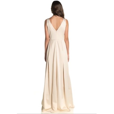 VESTIDO DE FESTA LONGO CHITA CHIC CREPE ACETINADO - BEGE VESTIDO DE FESTA LONGO CHITA CHIC CREPE ACETINADO - BEGE