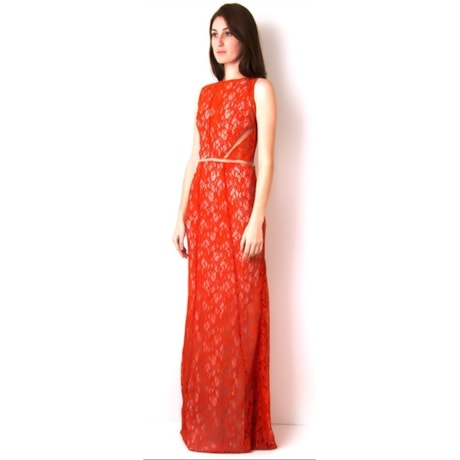 VESTIDO DE FESTA LONGO COM RECORTES - LARANJA VESTIDO DE FESTA LONGO COM RECORTES - LARANJA