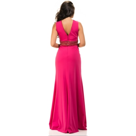 VESTIDO DE FESTA LONGO CREPE ALPHORRIA - PINK