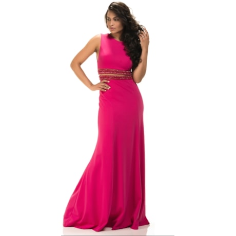 VESTIDO DE FESTA LONGO CREPE ALPHORRIA - PINK