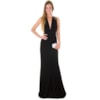 VESTIDO DE FESTA LONGO EM CREPE DE MALHA E TULE BORDADO - PRETO
