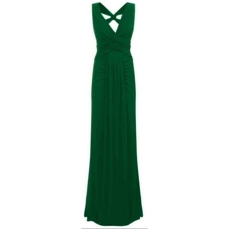 VESTIDO DE FESTA LONGO JERSEY ALPHORRIA DRAPEADO ALÇAS CRUZADAS - ESMERALDA VESTIDO DE FESTA LONGO JERSEY ALPHORRIA DRAPEADO ALÇAS CRUZADAS - ESMERALDA