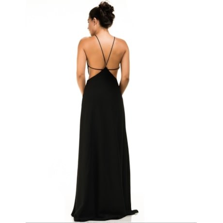 VESTIDO DE FESTA LONGO RECORTES ALPHORRIA - PRETO VESTIDO DE FESTA LONGO RECORTES ALPHORRIA - PRETO