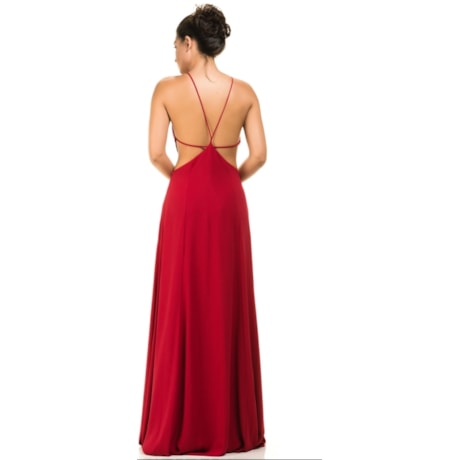 VESTIDO DE FESTA LONGO RECORTES ALPHORRIA - VERMELHO VESTIDO DE FESTA LONGO RECORTES ALPHORRIA - VERMELHO