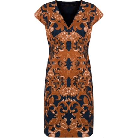 VESTIDO DEC.V ESTAMP. - MARROM