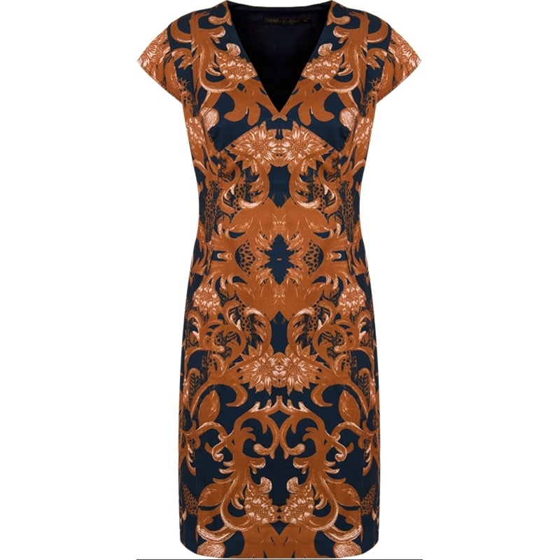 VESTIDO DEC.V ESTAMP. - MARROM