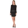 VESTIDO EM CHIFFON BLUSADO COM CRISTAIS - PRETO
