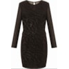 VESTIDO EM CHIFFON BLUSADO COM CRISTAIS - PRETO
