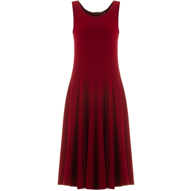 VESTIDO EM MALHA COM RECORTES VERTICAIS SOPHIA - VERMELHO