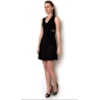 VESTIDO EM NEOPRENE PLUS COM APLICAÇÃO DE GUIPURE NA CINTURA - PRETO