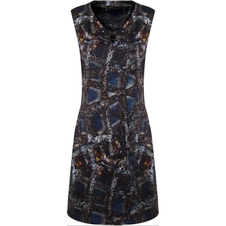 VESTIDO ESTAMP. DECOTE VAZADO - AZUL VESTIDO ESTAMP. DECOTE VAZADO - AZUL