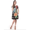 VESTIDO ESTAMPA BOLAS E FLORES CAPITOLLIUM MANGA CURTA DE RENDA - PRETO VESTIDO ESTAMPA BOLAS E FLORES CAPITOLLIUM MANGA CURTA DE RENDA - PRETO