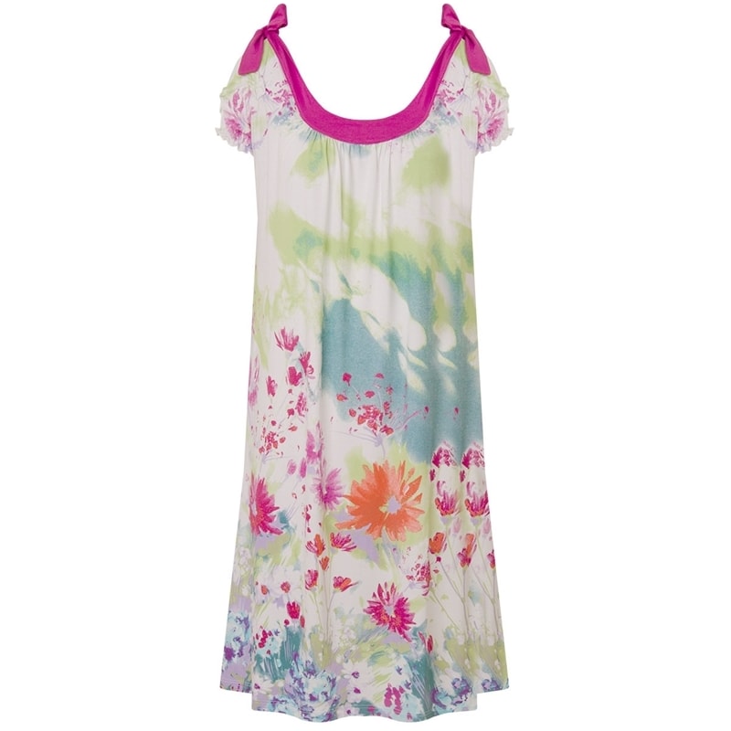 VESTIDO ESTAMPADO DETALHE EM LAÇO NO OMBRO - FLORAL