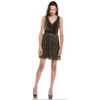 VESTIDO FESTA CANTÃO LUREX CURTO DECOTE V FRENTE E COSTAS  FECHAMENTO ZÍPER - DOURADO