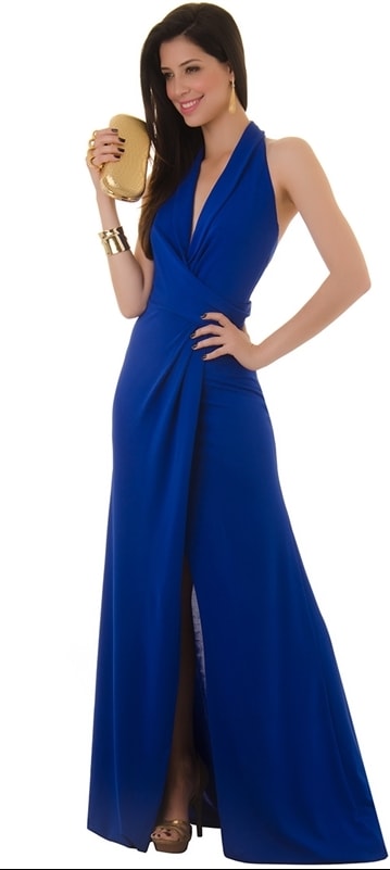 Vestido de crepe azul hot sale royal