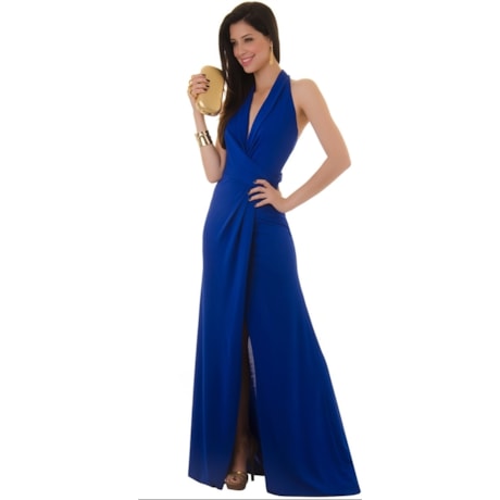 VESTIDO FESTA CREPE ALÇA RECORTE LASER HEIDI - AZUL ROYAL VESTIDO FESTA CREPE ALÇA RECORTE LASER HEIDI - AZUL ROYAL