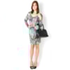 VESTIDO FLORAL COM DRAPEADO NO QUADRIL - VERDE