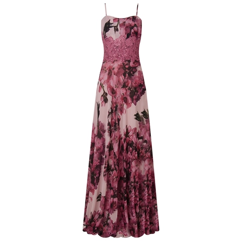 VESTIDO FLORAL GUIPURE - ROSA ANTIGO
