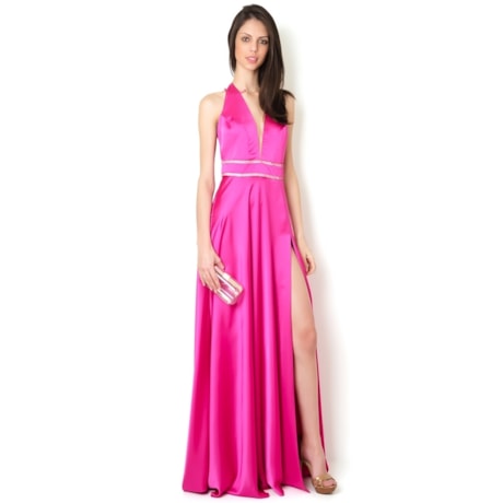 VESTIDO FRENTE ÚNICA CETIM TIRAS - PINK VESTIDO FRENTE ÚNICA CETIM TIRAS - PINK