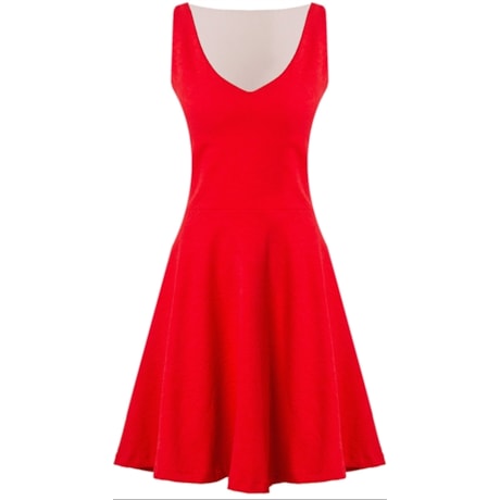 VESTIDO JACQUARD EVASÊ COM COSTAS TULE - VERMELHO