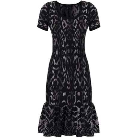 VESTIDO JACQUARD TRICOT BABADOS - PRETO VESTIDO JACQUARD TRICOT BABADOS - PRETO